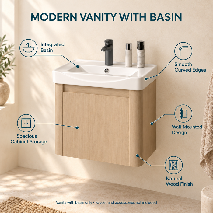 Modern Wall-Mounted Bathroom Vanity with Basin – 530 × 350 × 400 mm