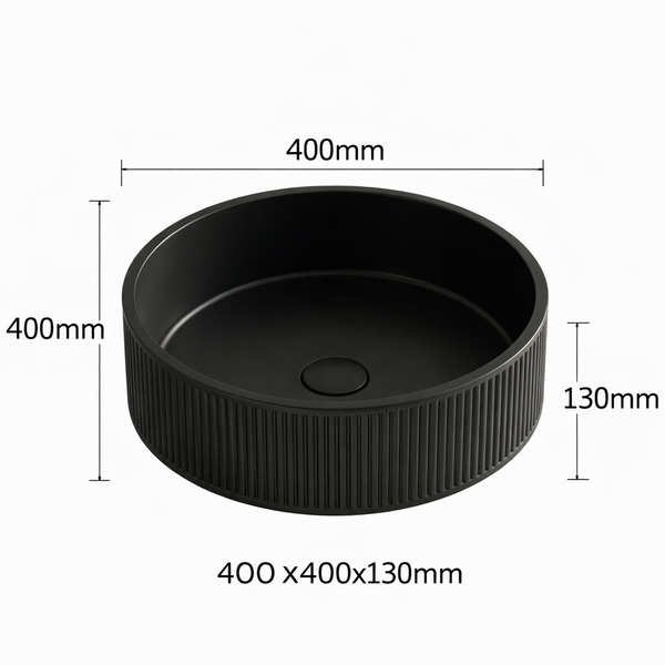 Bassino Modern Stainless Steel Wash Basin | Stylish Countertop Wash Basin for Bathroom–400x400x130 mm Black