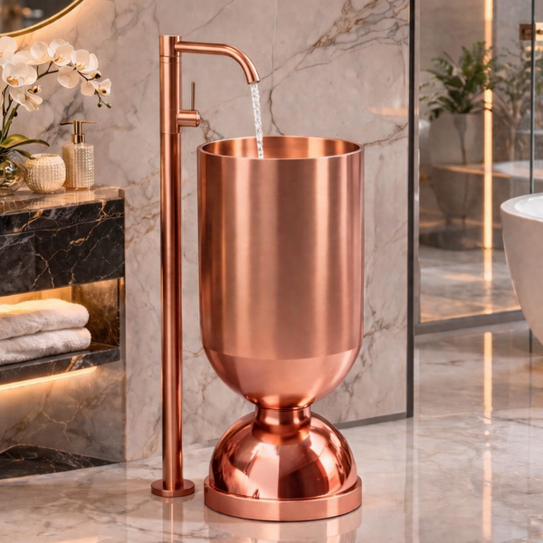 Metal Pedestal Wash Basin,size-16x16x33 Inch Rose gold