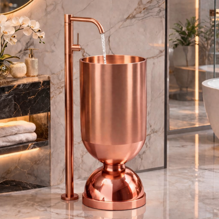 Metal Pedestal Wash Basin,size-16x16x33 Inch Rose gold
