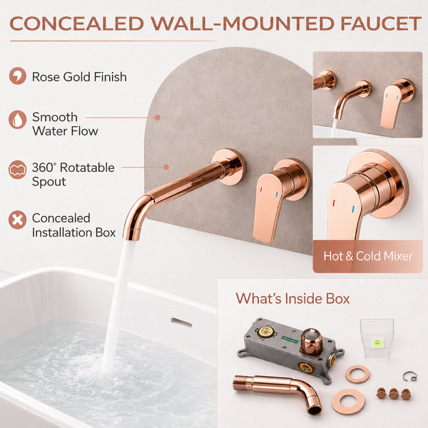 BASSINO MARK Concealed Basin Hot & Cold Mixer Faucet | 3 Years Warranty Rose gold