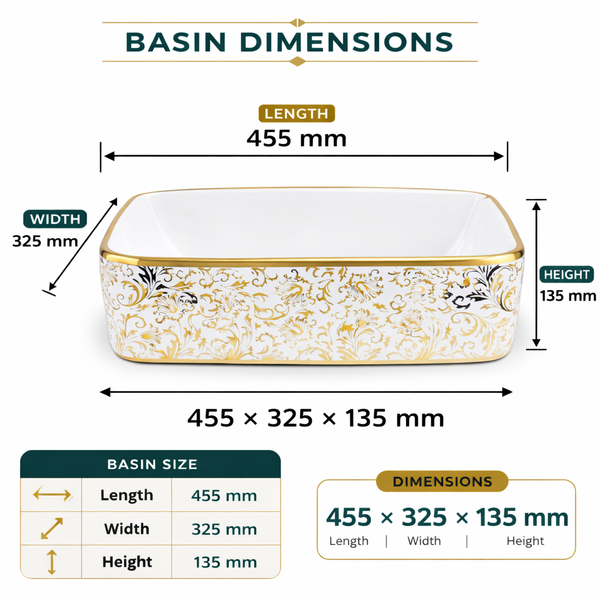 Premium Designer Table top Wash Basin (19x15x5.5 In) BTT-1040