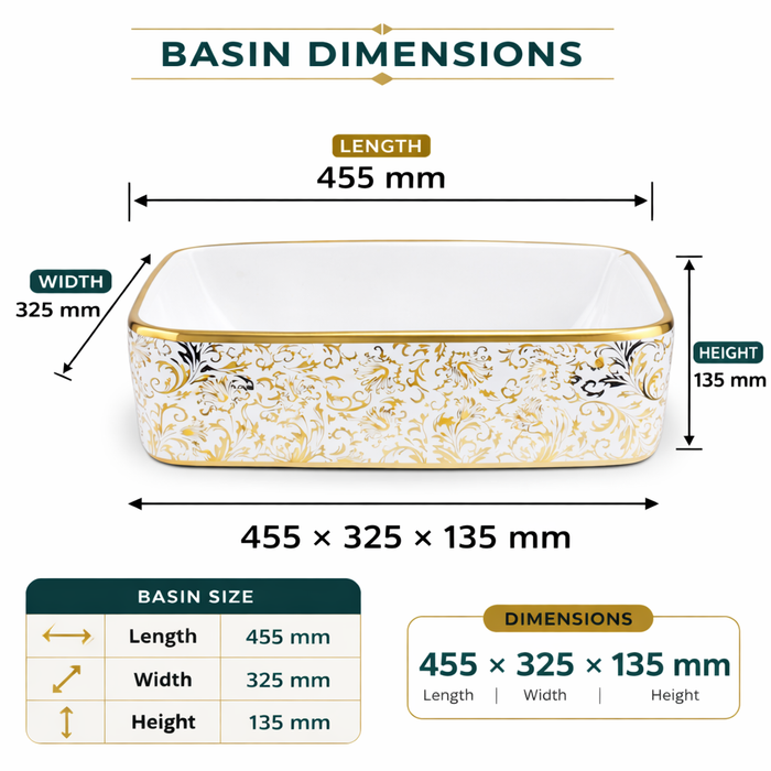 Premium Designer Table top Wash Basin (19x15x5.5 In) BTT-1040