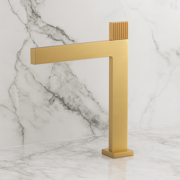 BASSINO TEE Long Body Contemporary Style Basin Faucet | 3 Years Warranty Gold