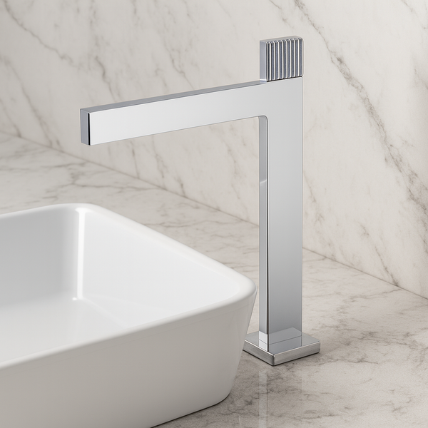 BASSINO TEE Long Body Contemporary Style Basin Faucet | 3 Years Warranty Chrome