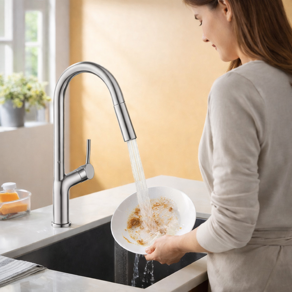 BASSINO KOBRA Kitchen Faucet – Hot & Cold Mixer| 3 Years Warranty Brush Nickel