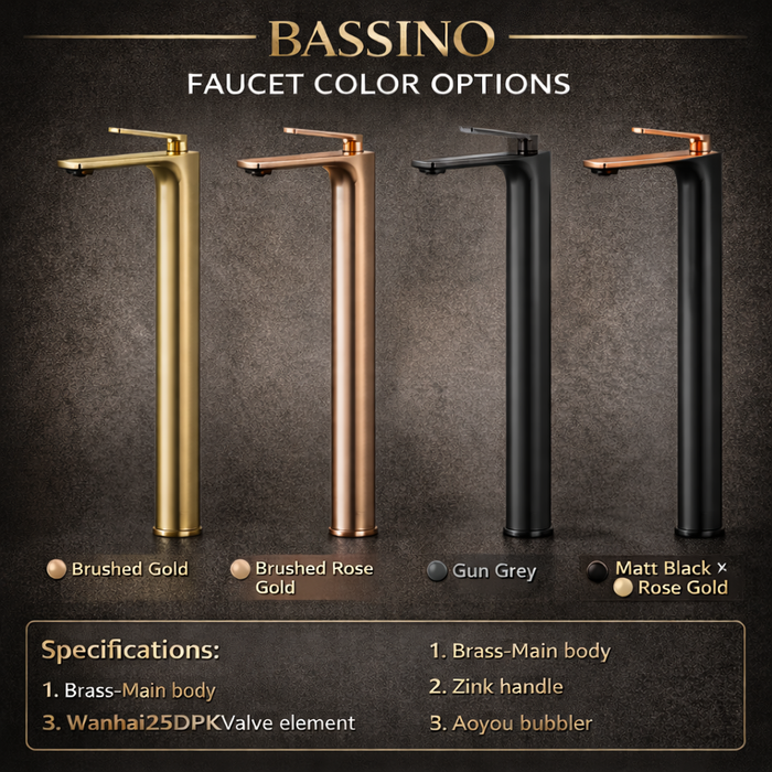 Premium Brass Tall Basin Mixer Faucet, Gun Grey Finish (Hot & Cold) NCGF-513 – 5 Years Warranty