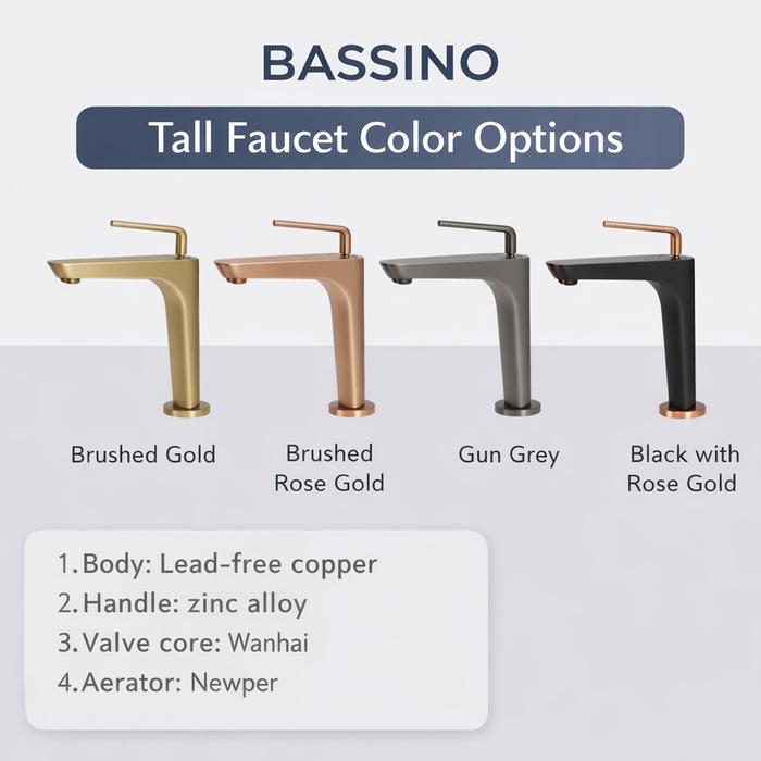 BASSINO Premium Short Basin Mixer Faucet (Hot & Cold)| Luxury Finish – 5 Years Warranty Black
