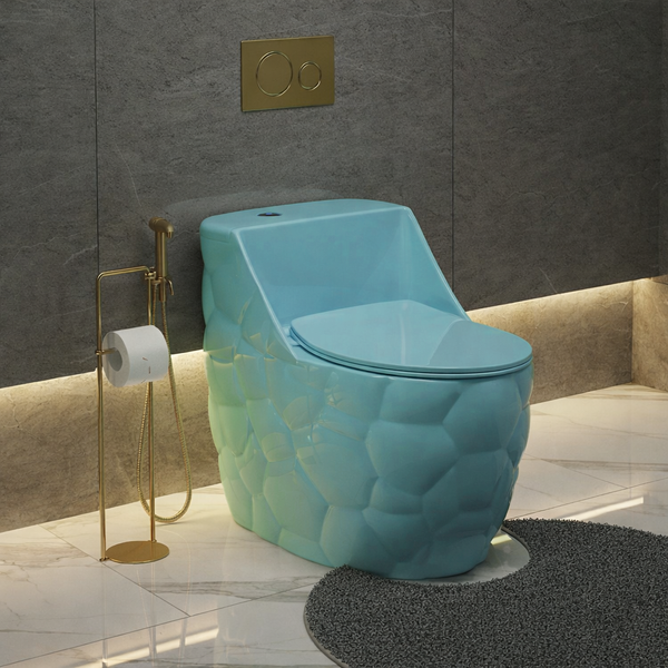 Luxury Imported One-Piece Western Toilet | Designer Floor Mounted WC | Approx. 27 × 18 × 24 Inches Aqua Blue