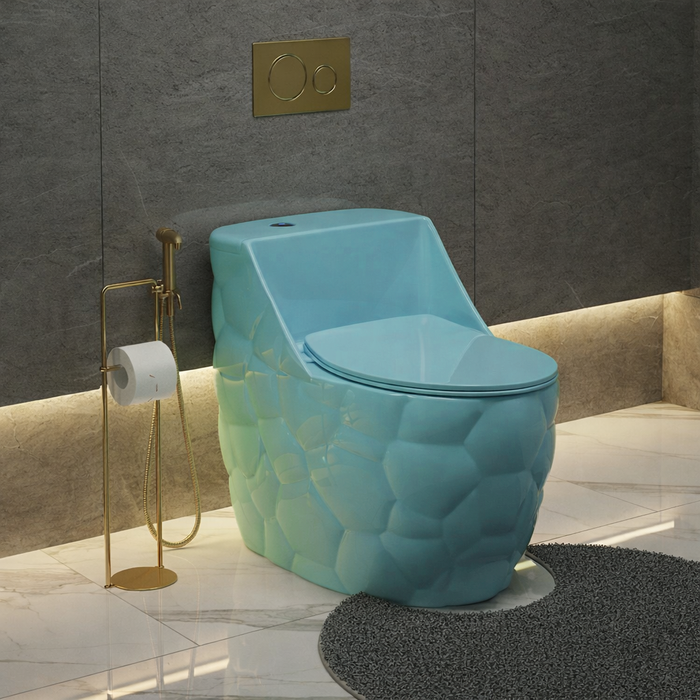 Luxury Imported One-Piece Western Toilet | Designer Floor Mounted WC | Approx. 27 × 18 × 24 Inches Aqua Blue
