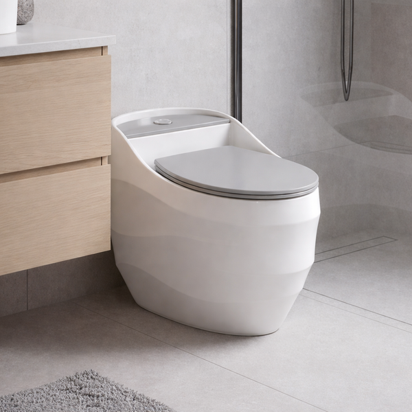 Luxury Designer One-Piece Western Toilet | Modern Sculpted Floor Mounted WC | Approx. 26 × 18 × 24 Inches White