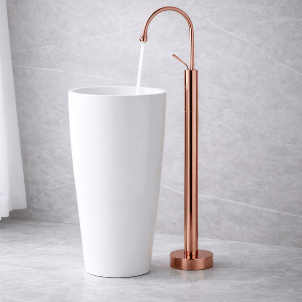Floor-Mounted Basin Mixer Tap for pedestal Basin & Bath tub Rose gold