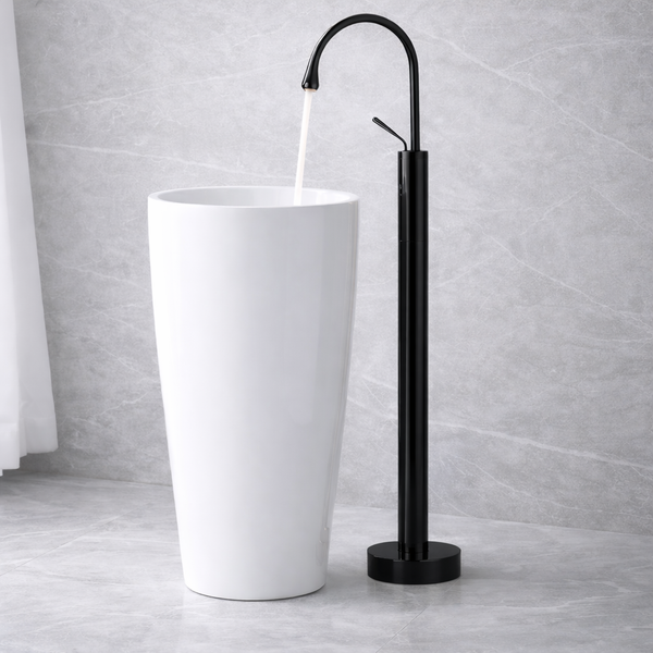Floor-Mounted Basin Mixer Tap for pedestal Basin & Bath tub Black