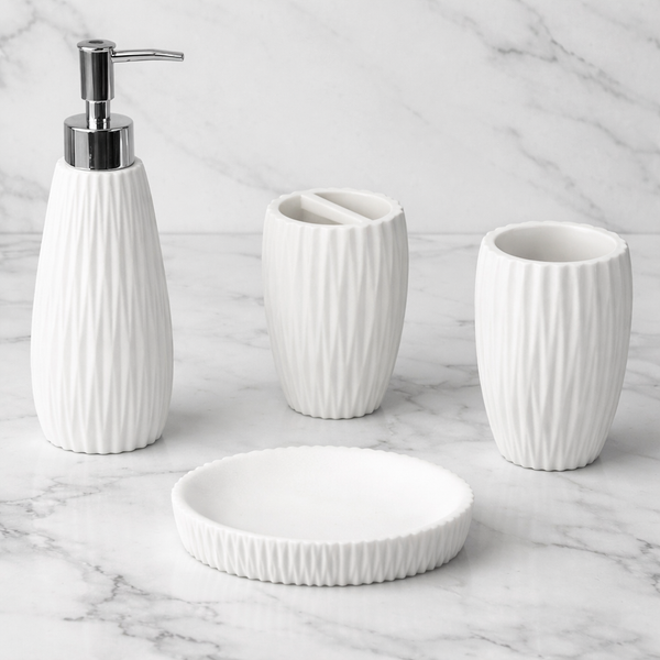 Bathroom Accessory Set 4 Piece White