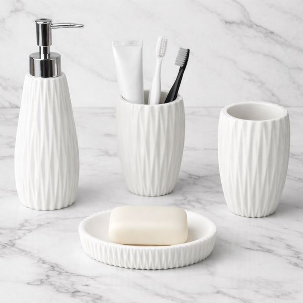 Bathroom Accessory Set 4 Piece White