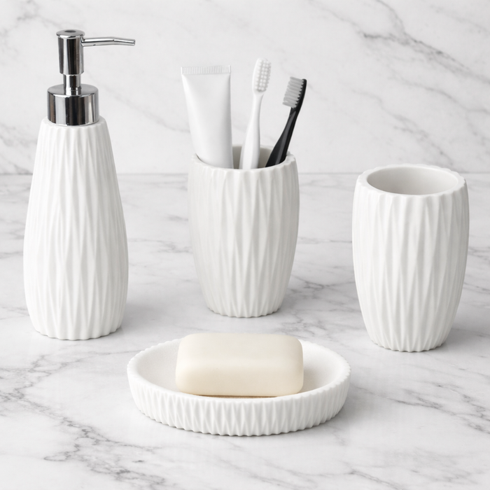 Bathroom Accessory Set 4 Piece White