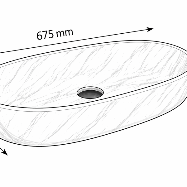 Glossy Marble Oval Countertop Wash Basin | (27" × 14" × 6" IN) Designer Bathroom Sink Brown