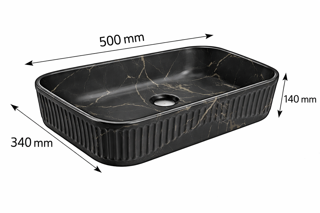 Matt Marble Rectangular Countertop Wash Basin – (20" × 13" × 5.5" IN)