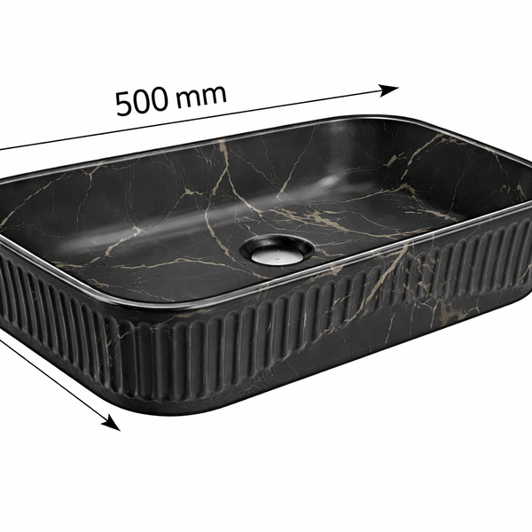 Matt Marble Rectangular Countertop Wash Basin – (20" × 13" × 5.5" IN)