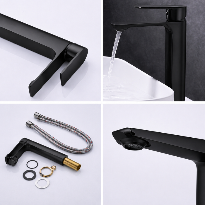 BASSINO JET Long Body Basin Premium Faucet Mixer | 3 Years Warranty Black