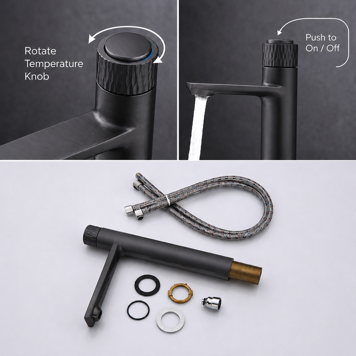 BASSINO BITA Long Body Basin Faucet – Push Button Mixer | 3 Years Warranty | Black
