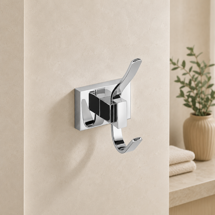 BASSINO Stylish Robe Hook For Bathroom/office/home/hotels-Brass-Chrome Glossy Finish Silver