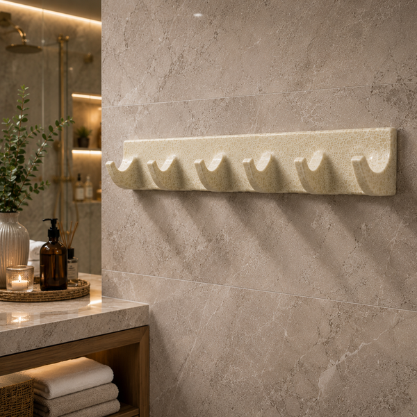BASSINO Stylish 6 Pin Robe Hook For Bathroom/Bedroom/Office/kitchen-Glossy Marble