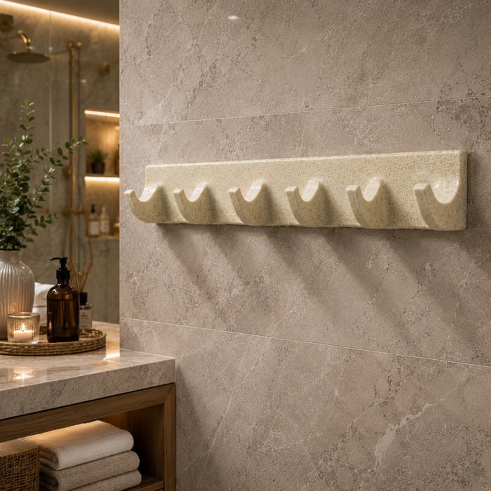 BASSINO Stylish 6 Pin Robe Hook For Bathroom/Bedroom/Office/kitchen-Glossy Marble
