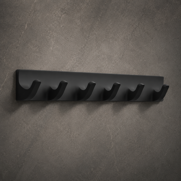 BASSINO Stylish 6 Pin Robe Hook For Bathroom/Bedroom/Office/kitchen-Glossy Black
