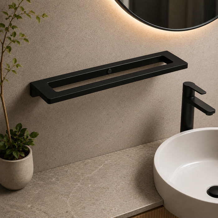 BASSINO Bathroom Towel Rod- Glossy 22" Length Black
