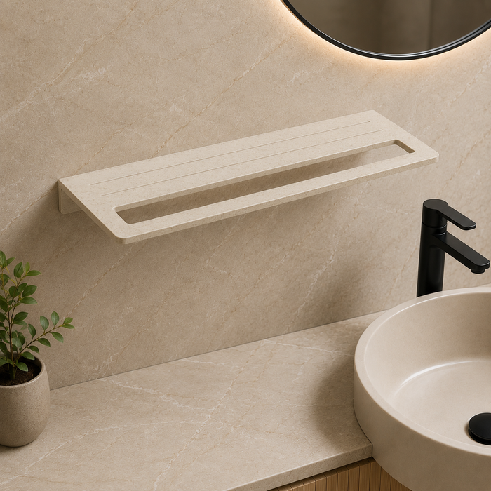 BASSINO Towel Rack With Towel Holder- Glossy 22" Length Marble