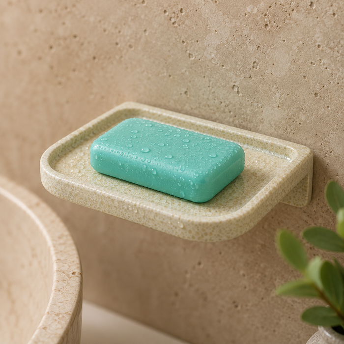 Bassino Bathroom Single Soap Dish-Glossy Marble