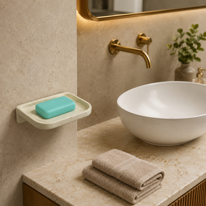 Bassino Bathroom Single Soap Dish-Glossy Marble