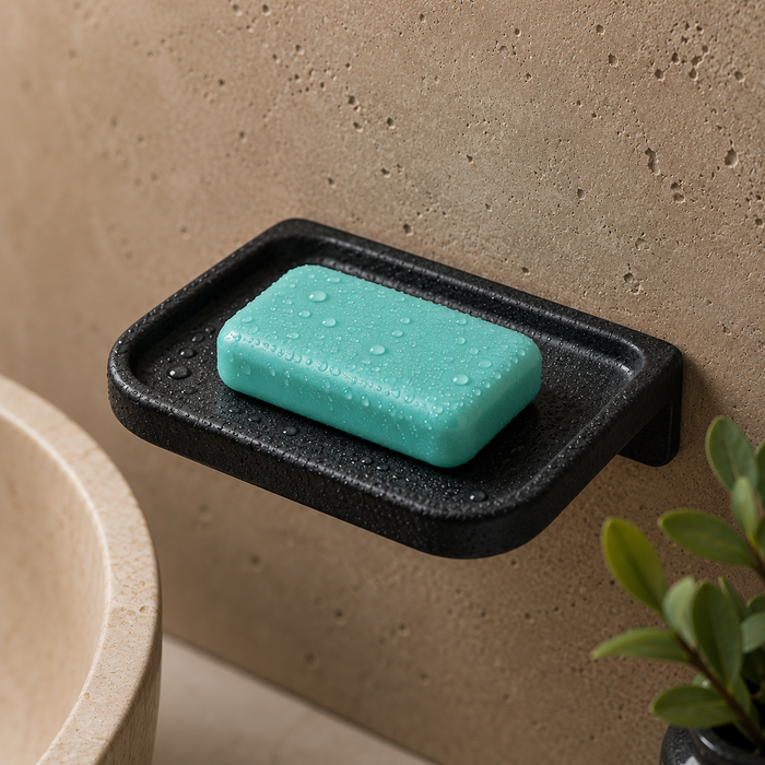 Bassino Bathroom Single Soap Dish-Glossy Black