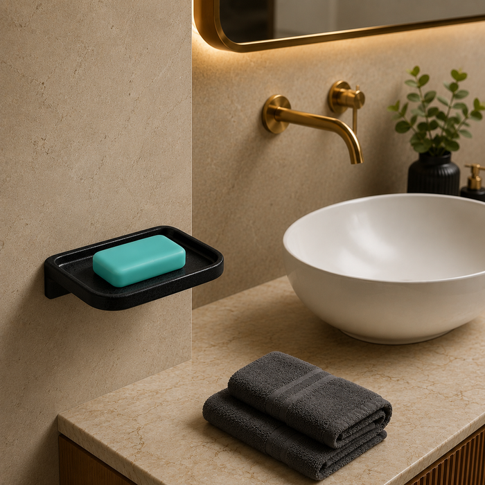 Bassino Bathroom Single Soap Dish-Glossy Black