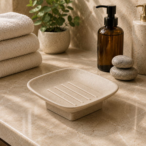 BASSINO Stylish Single Soap Dish For Bathroom-Glossy Marble