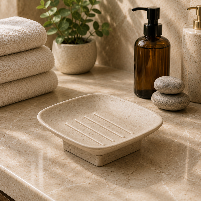 BASSINO Stylish Single Soap Dish For Bathroom-Glossy Marble