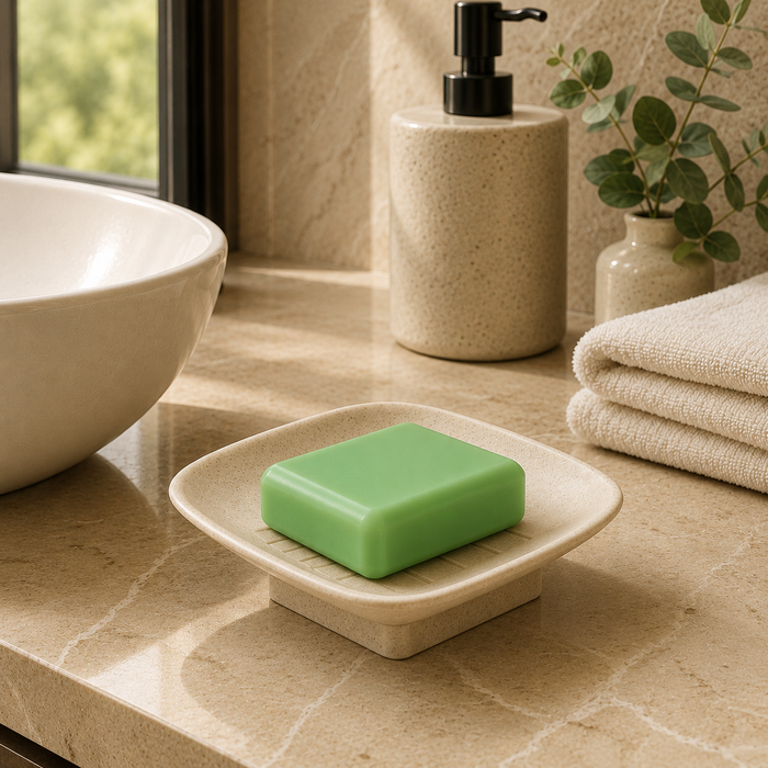 BASSINO Stylish Single Soap Dish For Bathroom-Glossy Marble