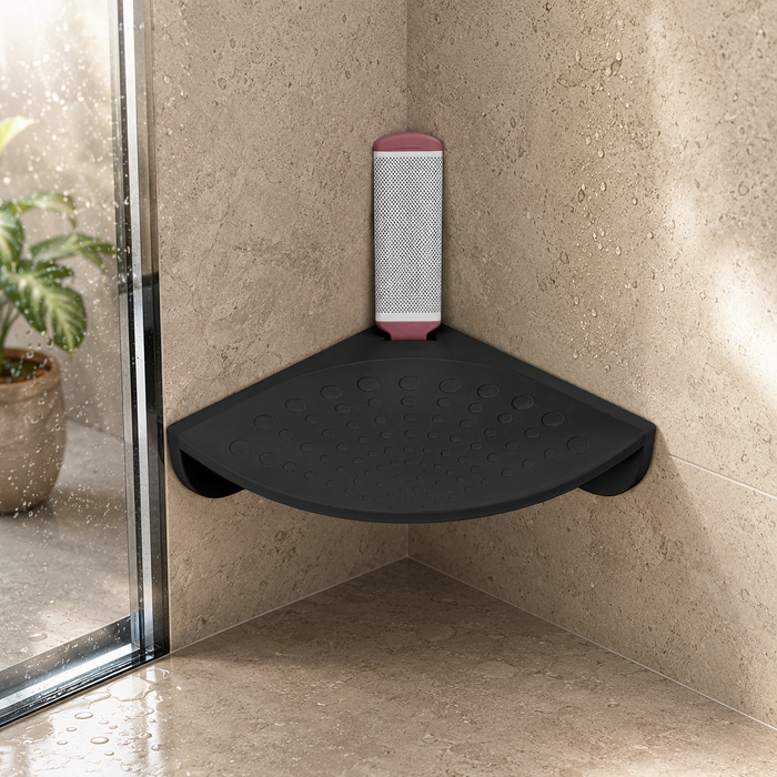 BASSINO Modern Corner Shower Foot Rest For Leg Pedal Foot Washing For Bathroom-Glossy Black