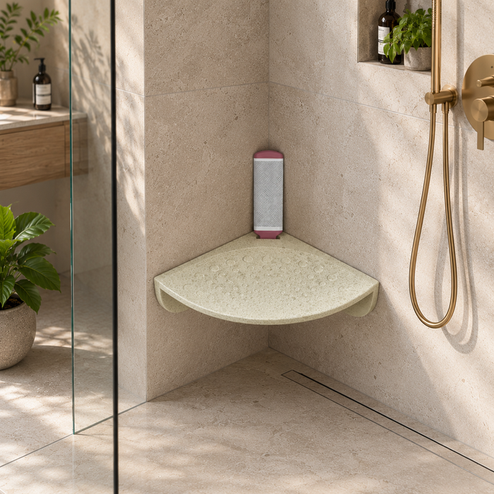 BASSINO Modern Corner Shower Foot Rest For Leg Pedal Foot Washing For Bathroom-Glossy Marble