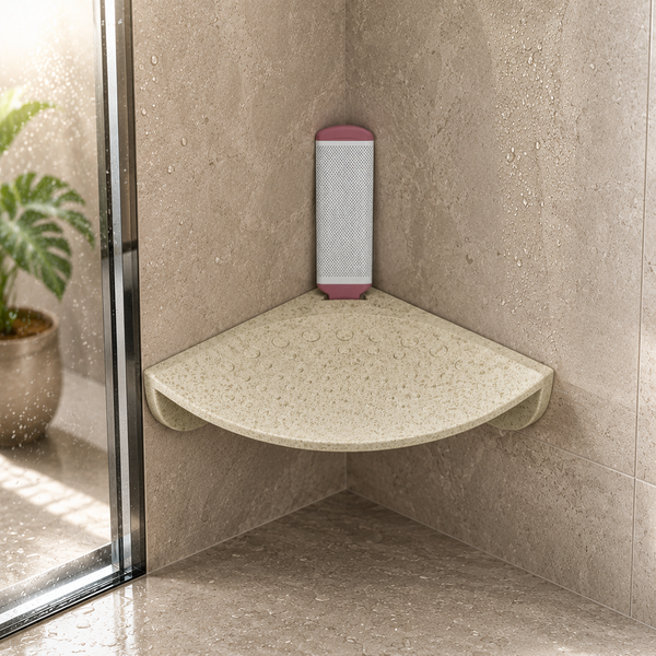 BASSINO Modern Corner Shower Foot Rest For Leg Pedal Foot Washing For Bathroom-Glossy Marble