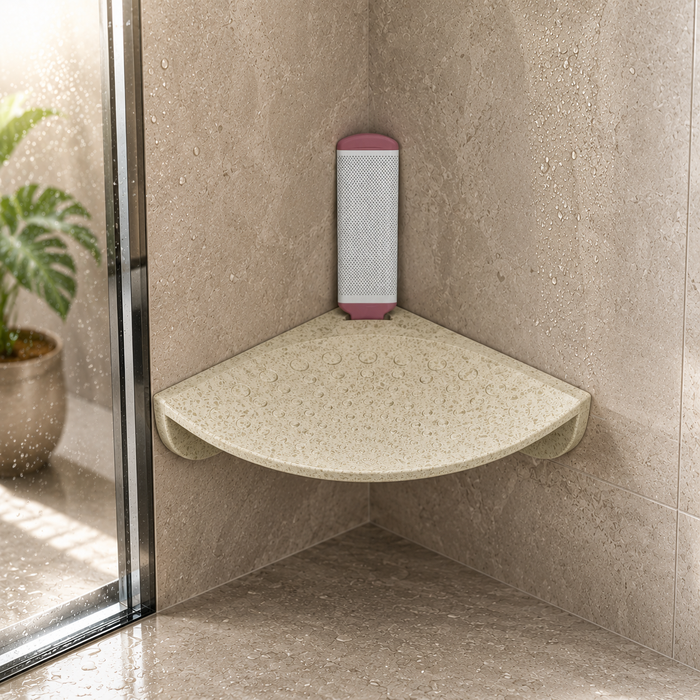 BASSINO Modern Corner Shower Foot Rest For Leg Pedal Foot Washing For Bathroom-Glossy Marble