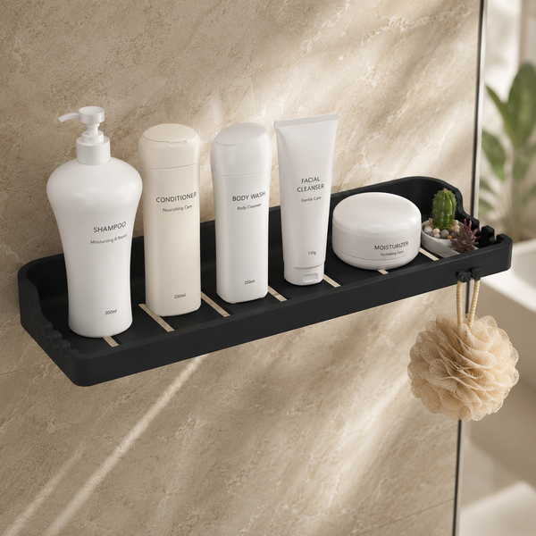 BASSINO Modern Shower Shelf/Shower Rack For Bathroom-Glossy Black
