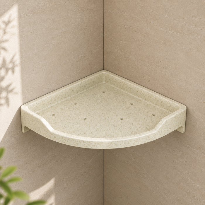 BASSINO Modern Corner Shelf 12'' x 12'' For Bathroom-Glossy Marble