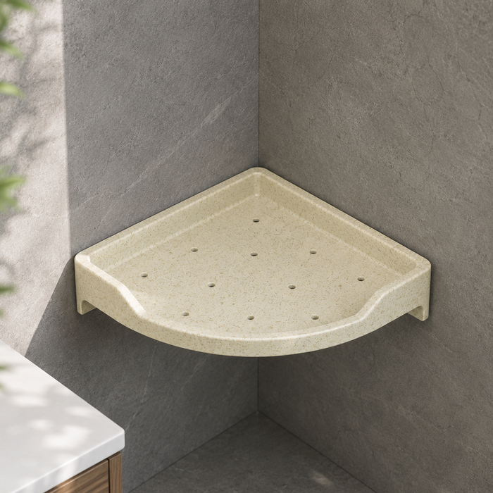 BASSINO Modern Corner Shelf 9'' x 9'' For Bathroom-Glossy Marble