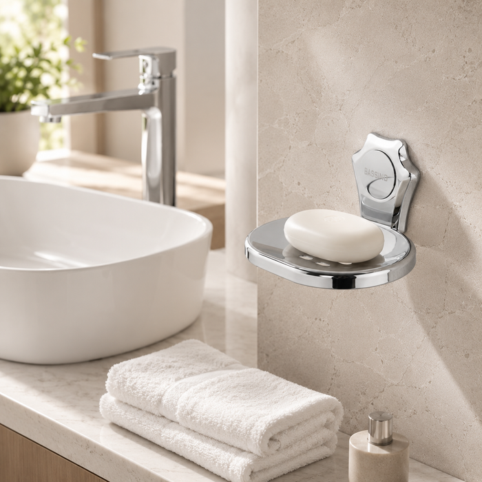Bassino Stainless Steel Bathroom Soap Holder/Soap Stand/Soap Dish for Batroom/Bathroom Accessories(Chrome Finish) – Made in India