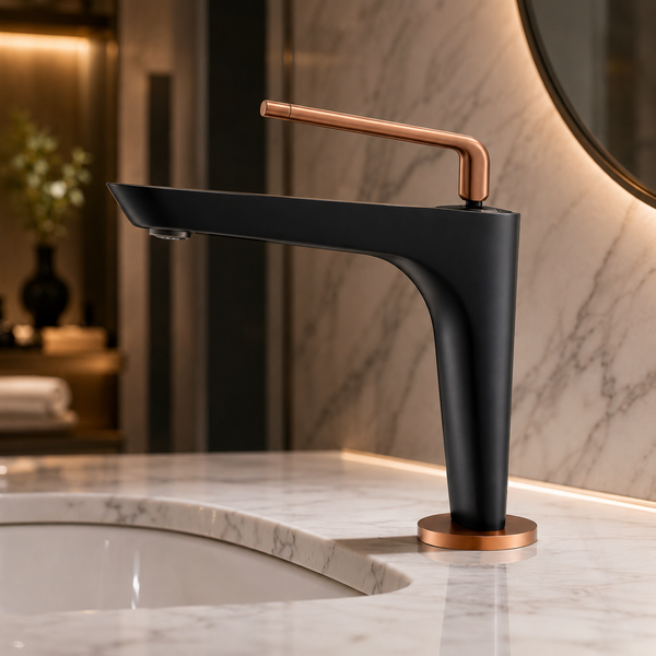 BASSINO Premium Short Basin Mixer Faucet (Hot & Cold)| Luxury Finish – 5 Years Warranty Black