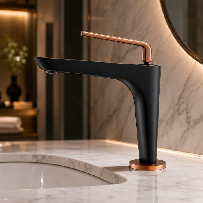 BASSINO Premium Short Basin Mixer Faucet (Hot & Cold)| Luxury Finish – 5 Years Warranty Black