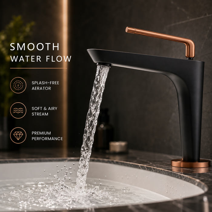 BASSINO Premium Short Basin Mixer Faucet (Hot & Cold)| Luxury Finish – 5 Years Warranty Black