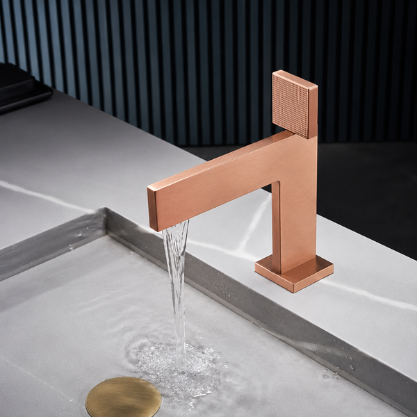 BASSINO Premium Short Basin Mixer Faucet (Hot & Cold)| Brass Body – 5 Years Warranty Brushed Rose gold